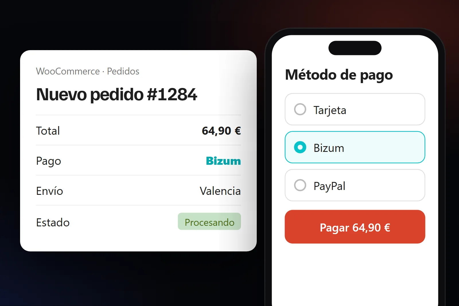 Panel de pedidos de WooCommerce y pago con Bizum en el móvil, así funciona una tienda online